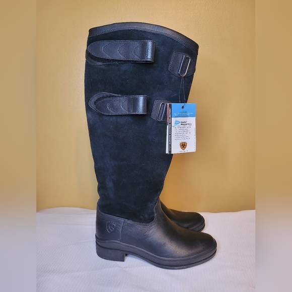 NWT Ariat Summit Waterproof Black Leather Tall Riding Boot sz 7B 66001 - Picture 1 of 16